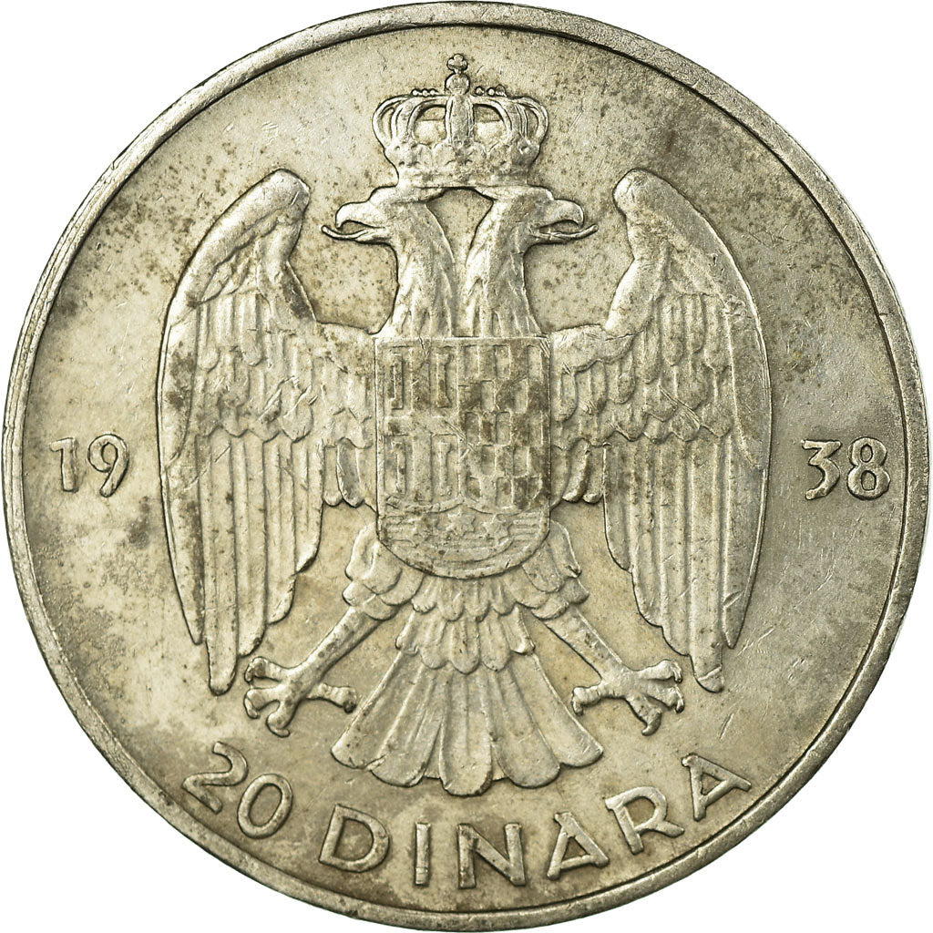 Coin, Yugoslavia, Petar II, 20 Dinara, 1938, EF(40-45), Silver, KM:23