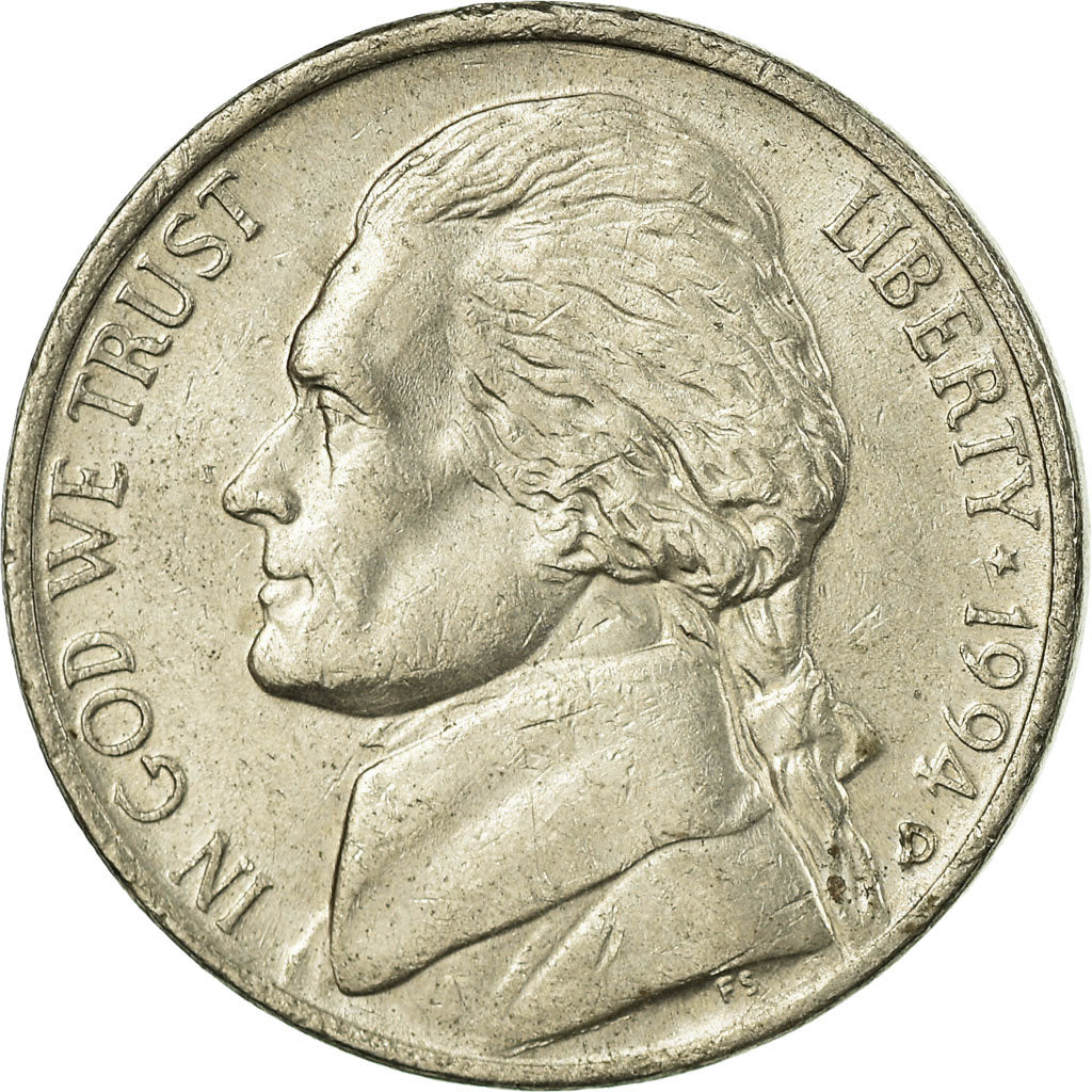 Münze, Vereinigte Staaten, Jefferson Nickel, 5 Cents, 1994, U.S. Mint, Denver