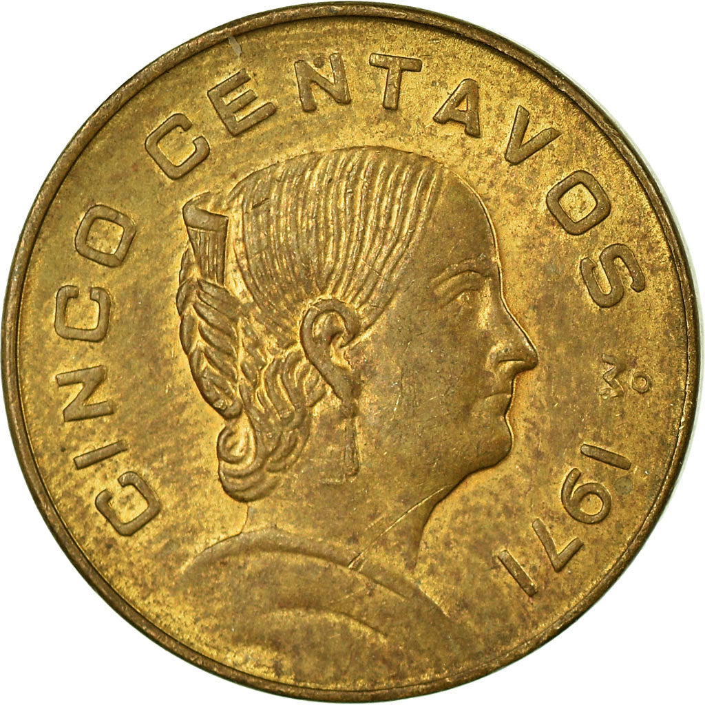 Moneta, Mexico, 5 Centavos, 1971, EF(40-45), Mosiądz, KM:427