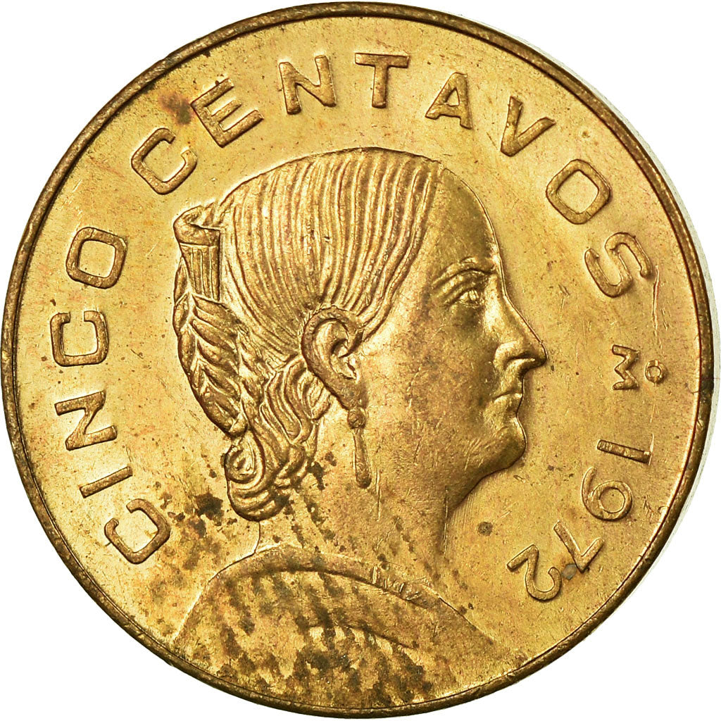 Coin, Mexico, 5 Centavos, 1972, EF(40-45), Brass, KM:427