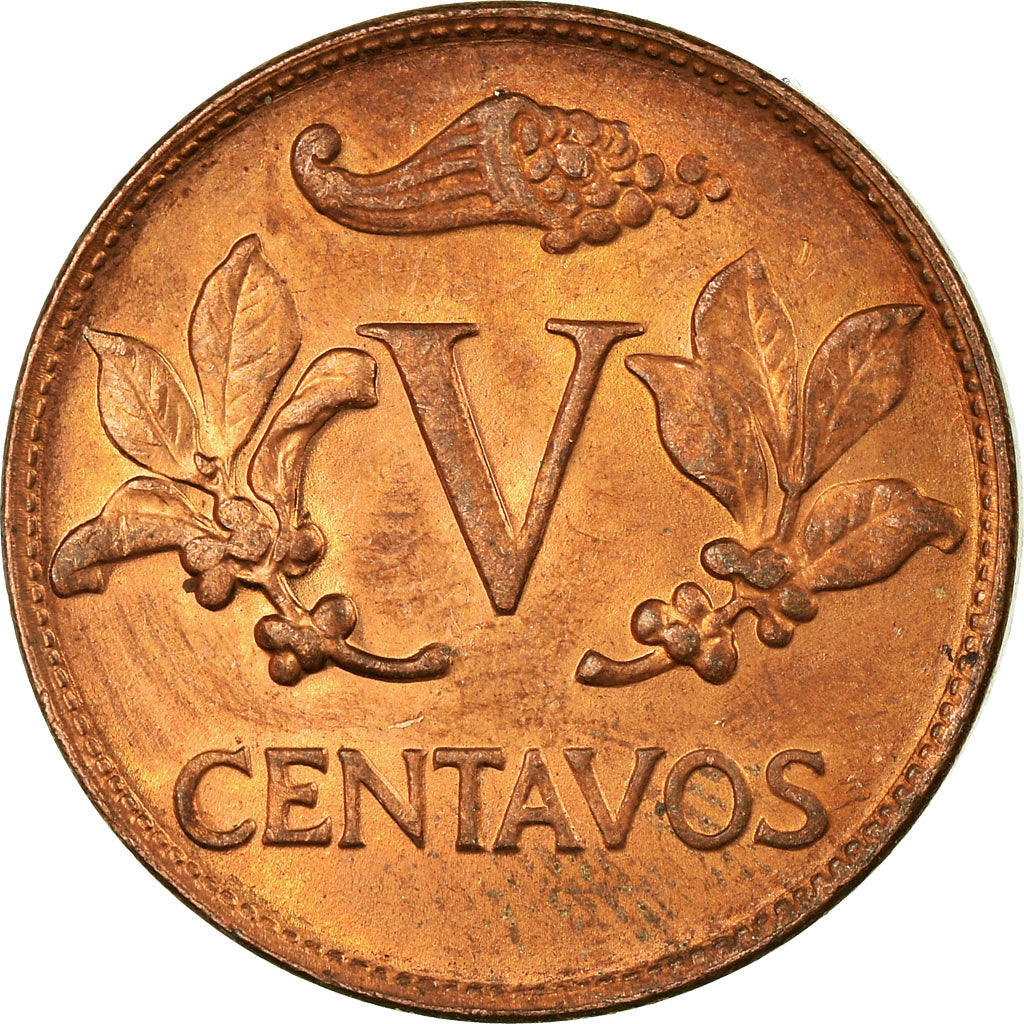 Moneta, Colombia, 5 Centavos, 1970, BB, Acciaio ricoperto in rame, KM:206a