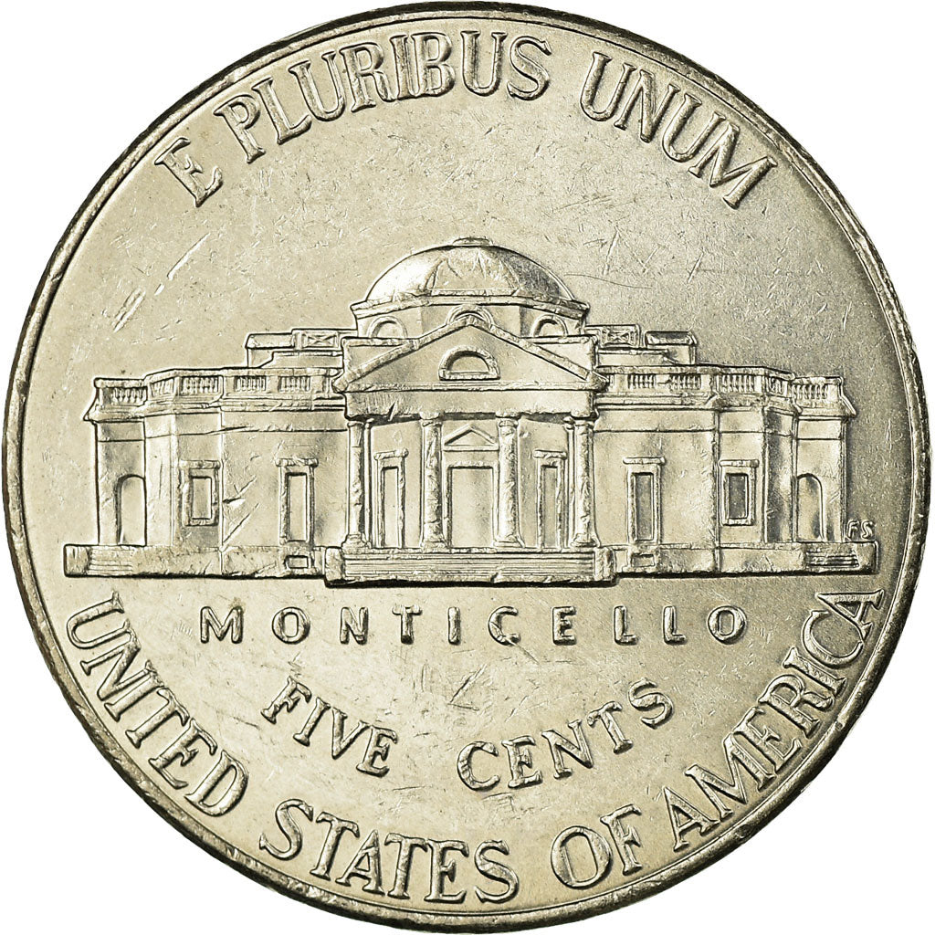 Coin, United States, Jefferson large facing portrait - Enhanced Monticello