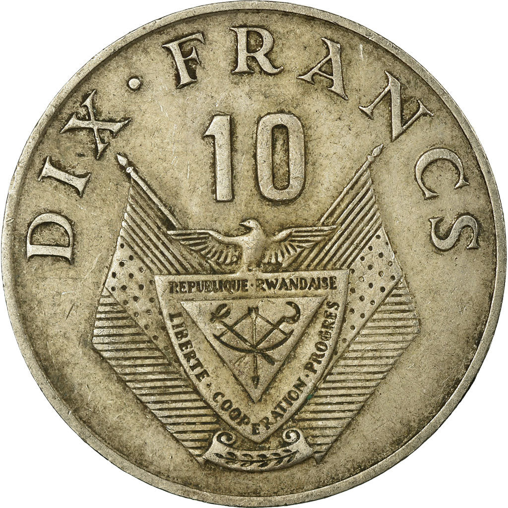 Coin, Rwanda, 10 Francs, 1974, British Royal Mint, EF(40-45), Copper-nickel