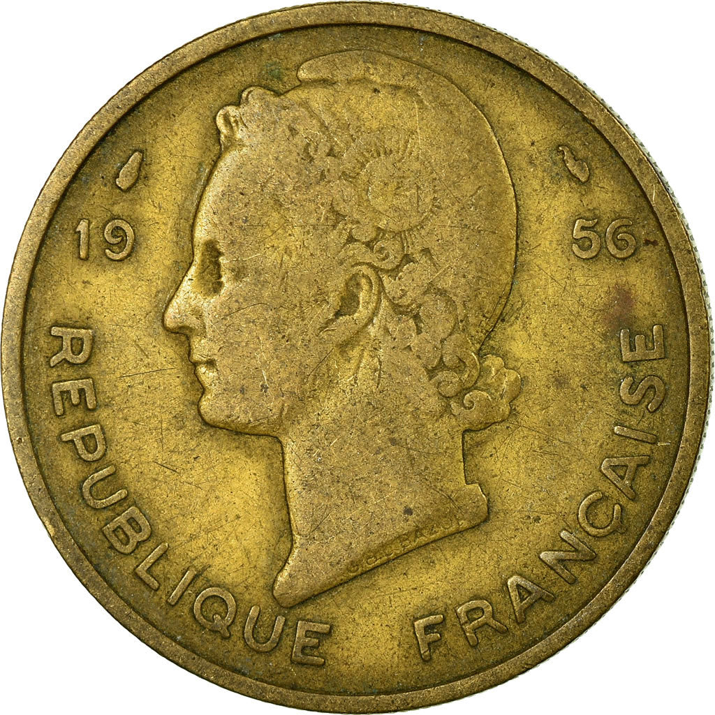 Coin, French West Africa, 25 Francs, 1956, VF(30-35), Aluminum-Bronze, KM:7