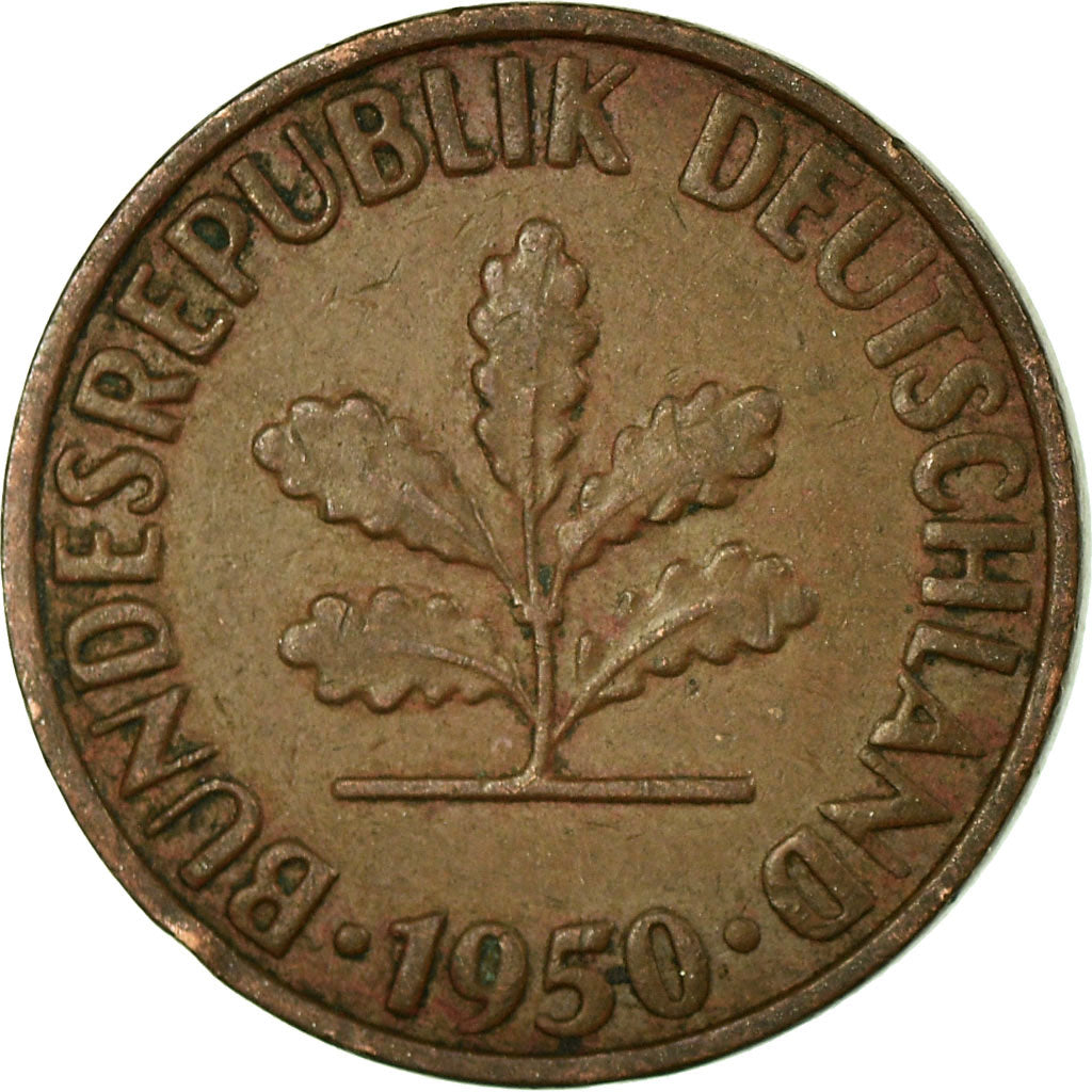 Moeda, ALEMANHA - REPÚBLICA FEDERAL, 2 Pfennig, 1950, Karlsruhe, EF(40-45)