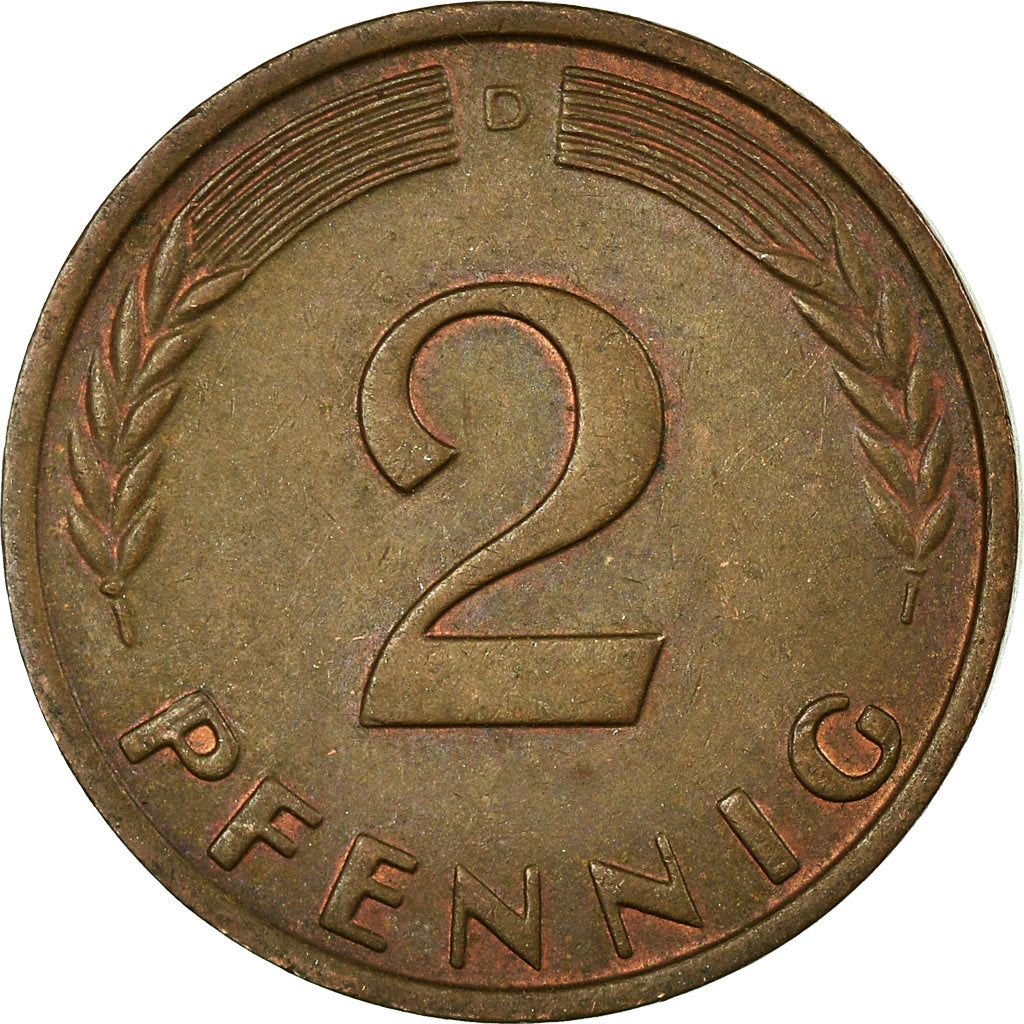 Moeda, ALEMANHA - REPÚBLICA FEDERAL, 2 Pfennig, 1966, Munich, EF(40-45)