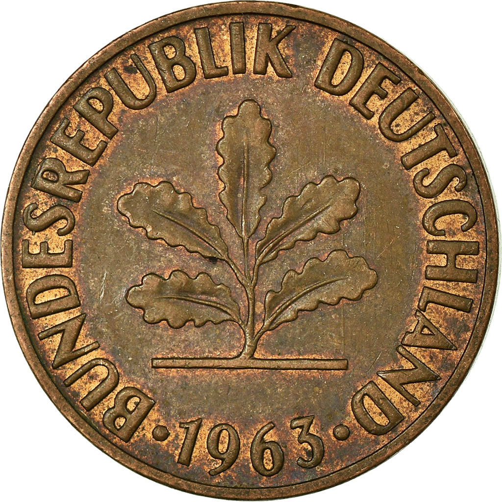 Moneta, GERMANIA - REPUBBLICA FEDERALE, 2 Pfennig, 1963, Munich, BB, Bronzo
