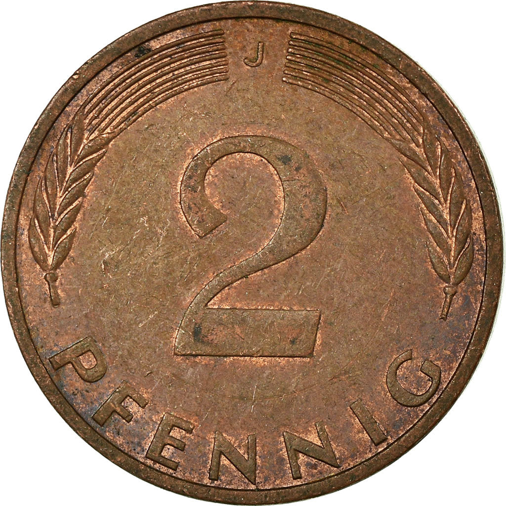 Coin, GERMANY - FEDERAL REPUBLIC, 2 Pfennig, 1974, Hambourg, EF(40-45), Copper