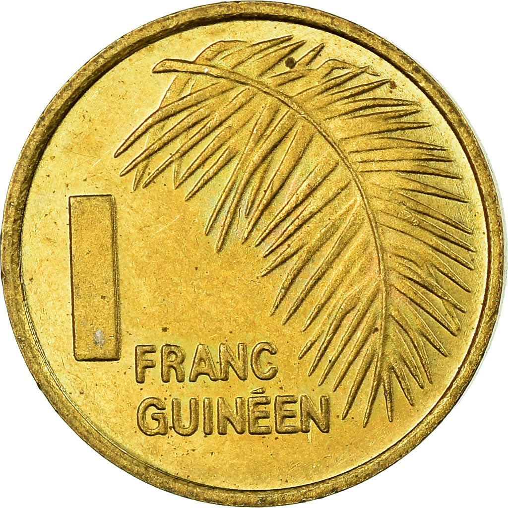 Coin, Guinea, Franc, 1985, EF(40-45), Brass Clad Steel, KM:56