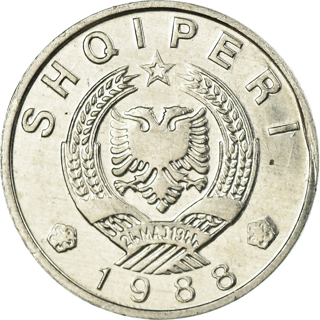 Coin, Albania, 5 Qindarka, 1988, EF(40-45), Aluminum, KM:71
