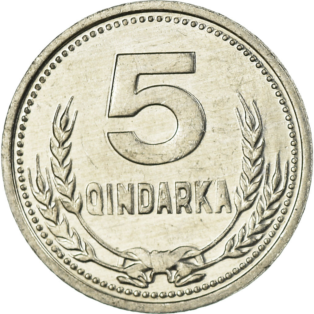 Coin, Albania, 5 Qindarka, 1988, EF(40-45), Aluminum, KM:71
