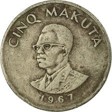 Coin, CONGO, DEMOCRATIC REPUBLIC, 5 Makuta, 1967, VF(30-35), Copper-nickel, KM:9