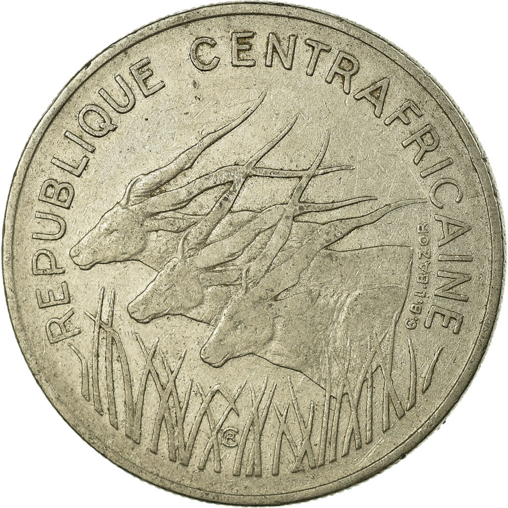 Coin, Central African Republic, 100 Francs, 1972, EF(40-45), Nickel, KM:6