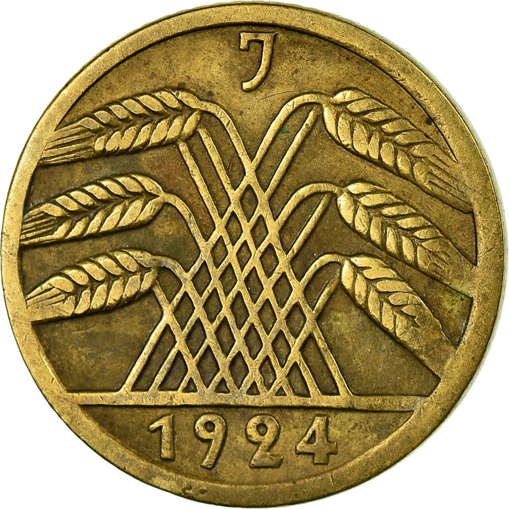 Coin, GERMANY, WEIMAR REPUBLIC, 5 Reichspfennig, 1924, Hambourg, EF(40-45)