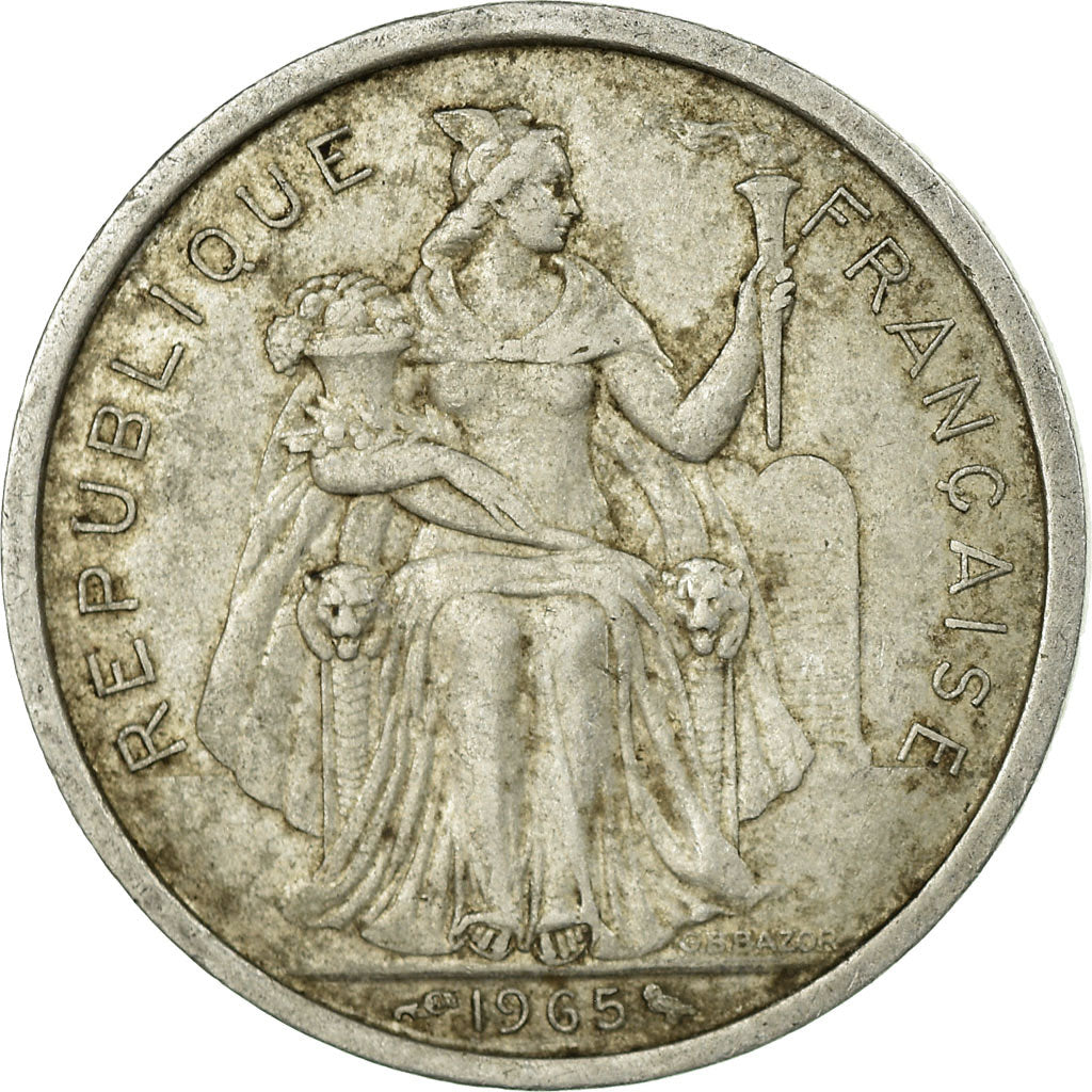 Münze, French Polynesia, 2 Francs, 1965, S+, Aluminium, KM:3