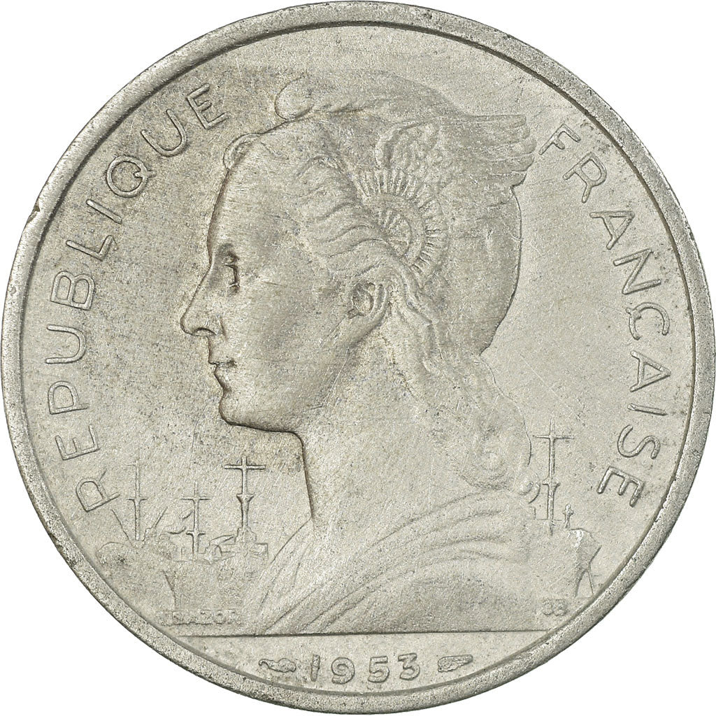 Coin, Madagascar, 5 Francs, 1953, Paris, EF(40-45), Aluminum, KM:5