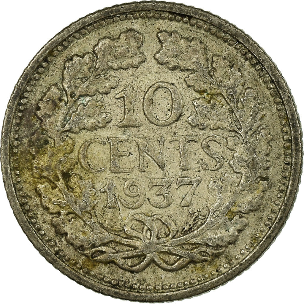 Münze, Niederlande, Wilhelmina I, 10 Cents, 1937, SS, Silber, KM:163