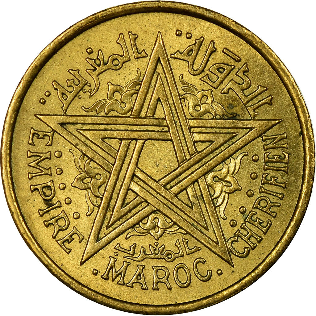 Coin, Morocco, Mohammed V, 50 Centimes, 1945, Paris, EF(40-45), Aluminum-Bronze