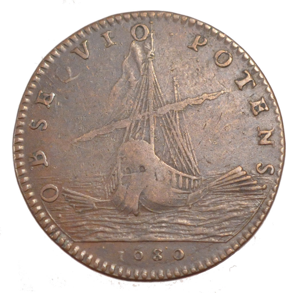 France, Royal, Token, 1680, EF(40-45), Copper, Feuardent #12697, 6.11