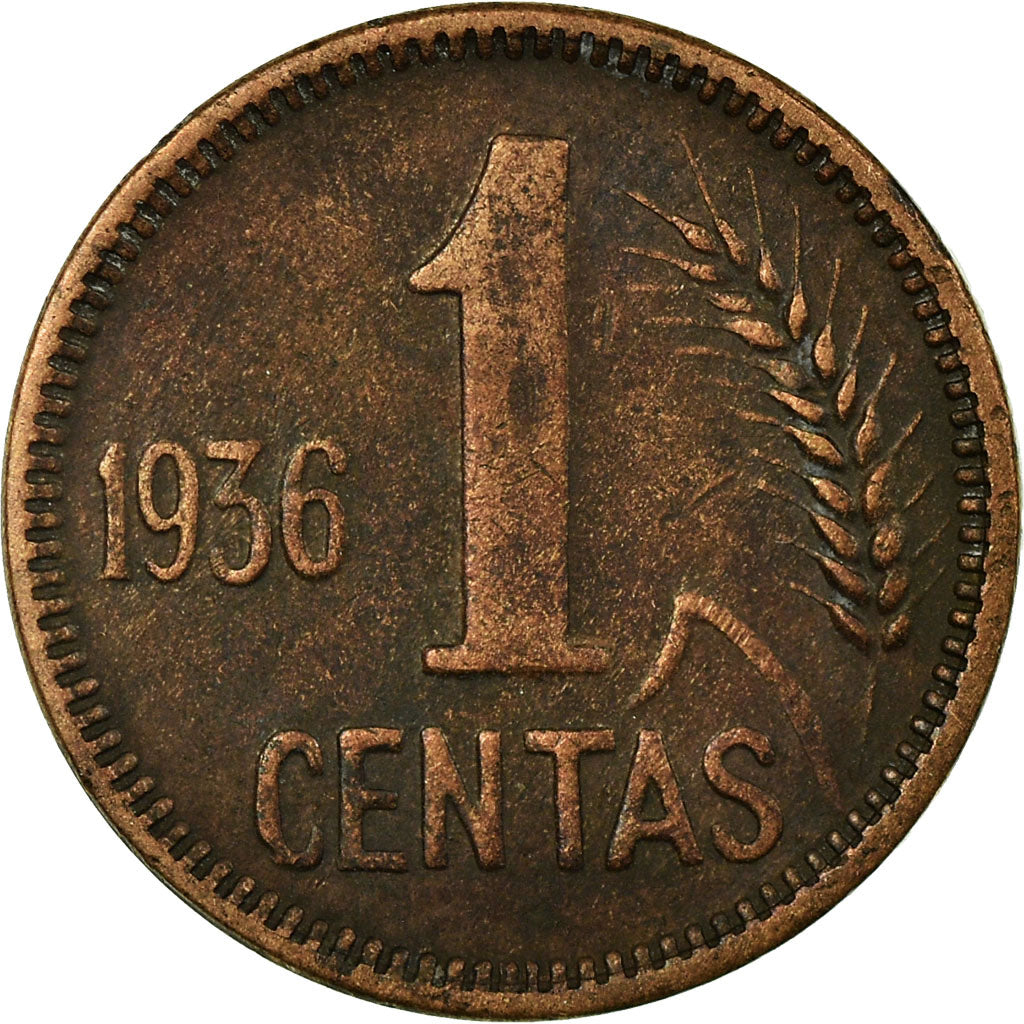 Moneta, Litwa, Centas, 1936, VF(30-35), Bronze, KM:79