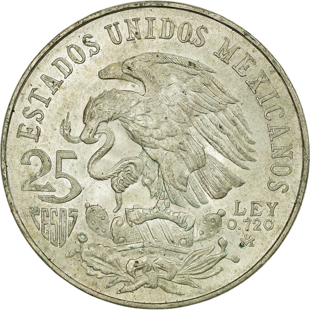 Coin, Mexico, 25 Pesos, 1968, EF(40-45), Silver, KM:479.1