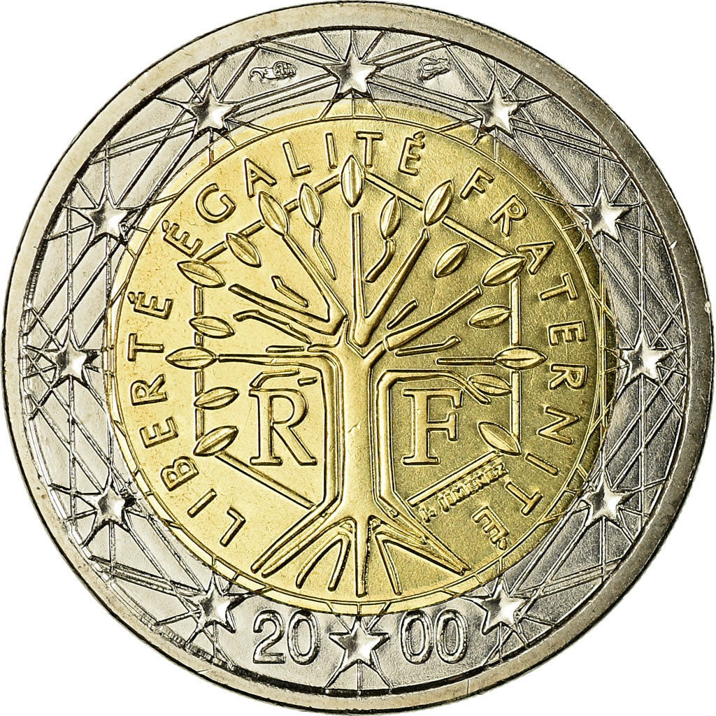France, 2 Euro, 2000, MS(65-70), Bi-Metallic, KM:1289