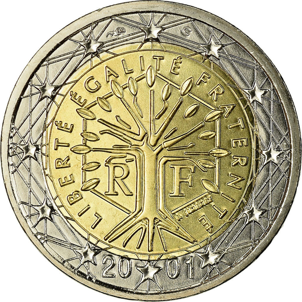 France, 2 Euro, 2001, MS(65-70), Bi-Metallic, KM:1289
