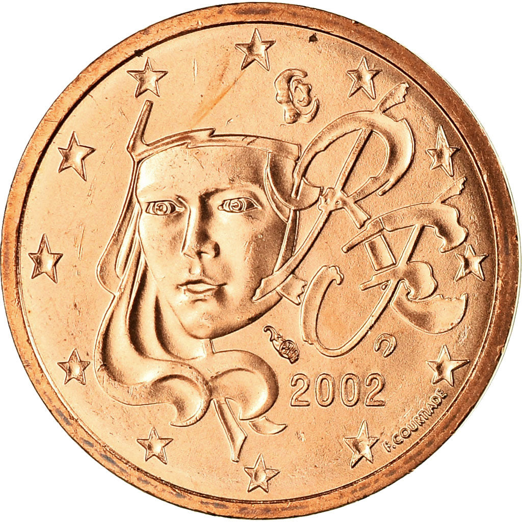 France, 2 Euro Cent, 2002, MS(65-70), Copper Plated Steel, KM:1283