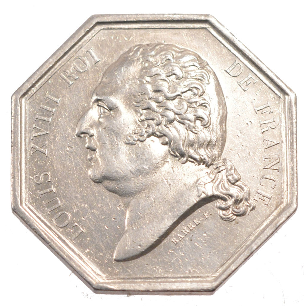 France, Royal, Token, 1820, AU(50-53), Silver, 21.61