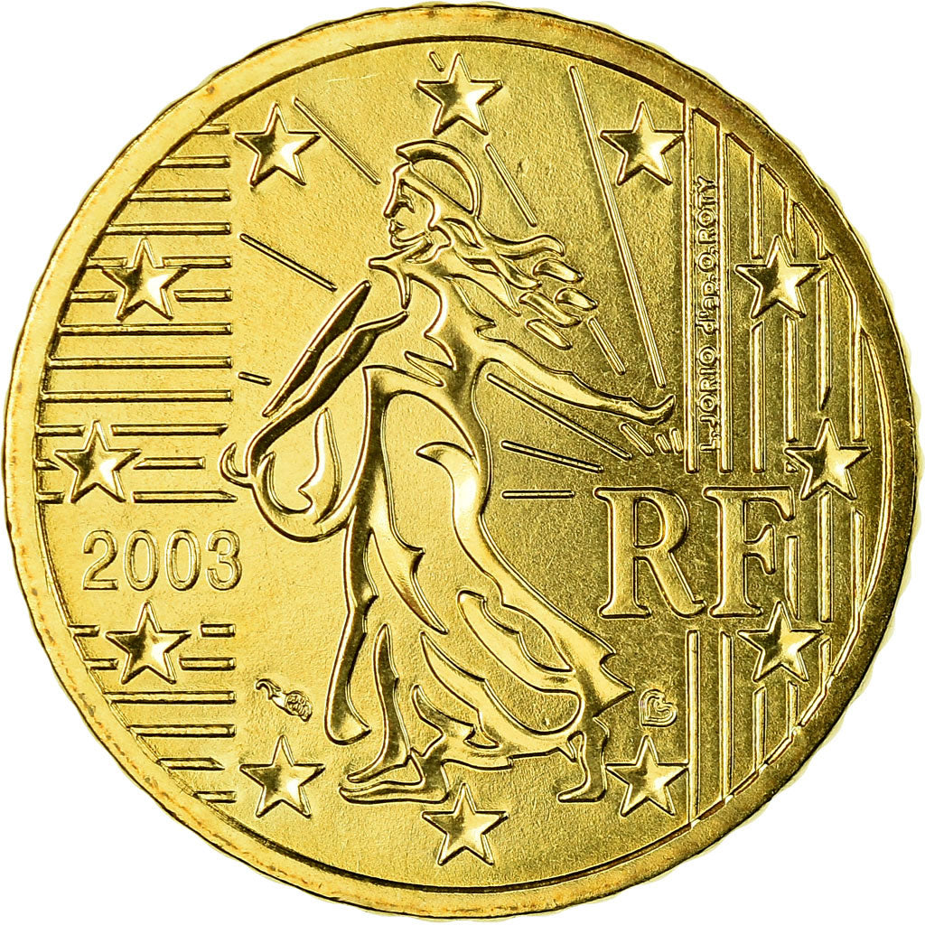 France, 50 Euro Cent, 2003, MS(65-70), Brass, KM:1287
