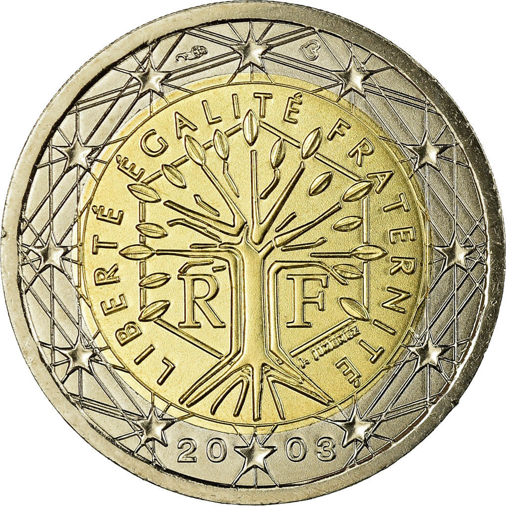 France, 2 Euro, 2003, MS(65-70), Bi-Metallic, KM:1289