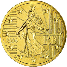 France, 10 Euro Cent, 2004, MS(65-70), Brass, KM:1285