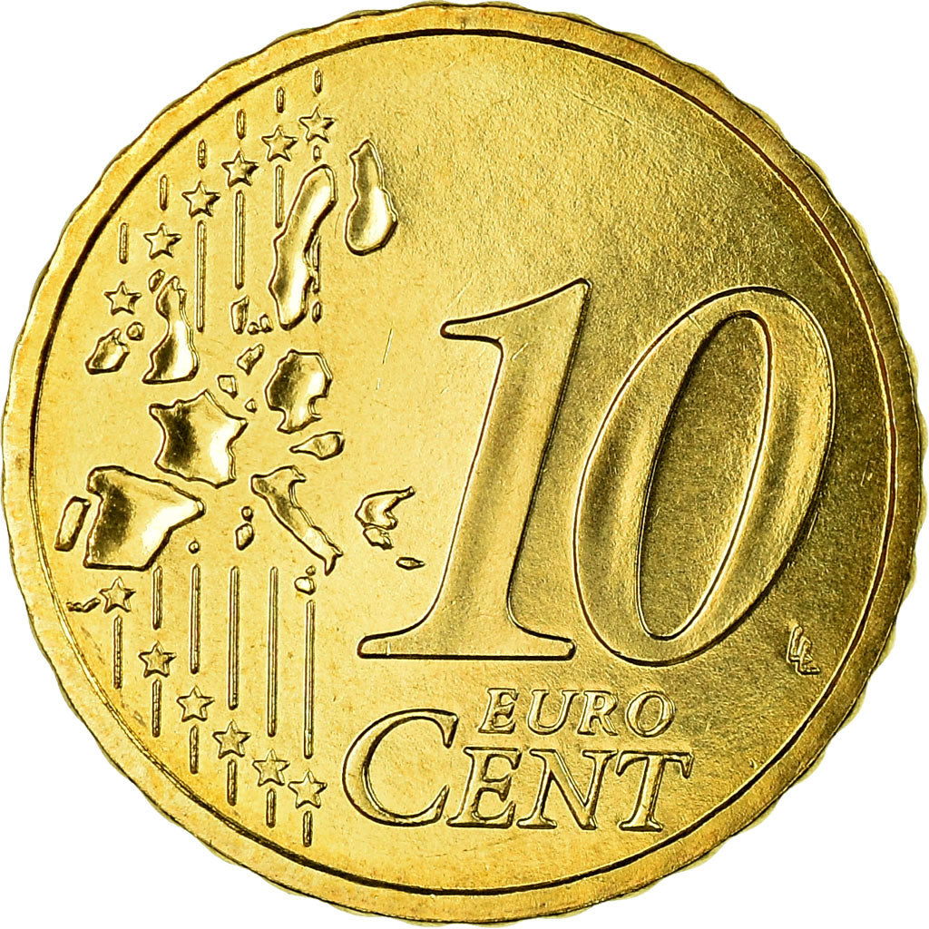 France, 10 Euro Cent, 2004, MS(65-70), Brass, KM:1285