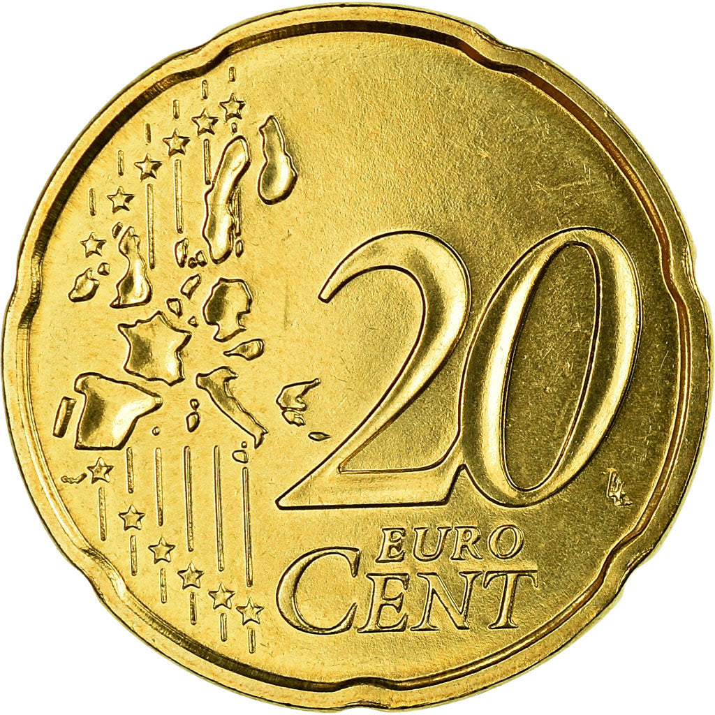 France, 20 Euro Cent, 2004, MS(65-70), Brass, KM:1286