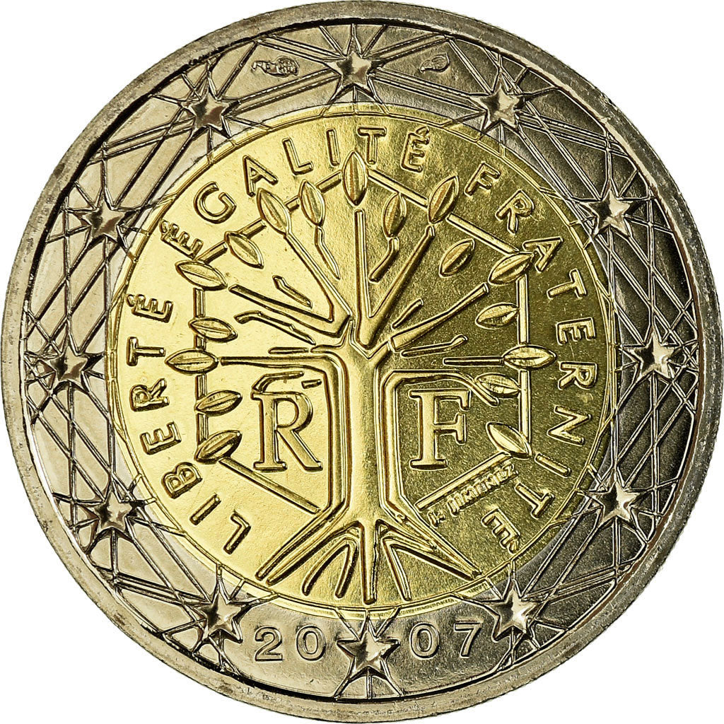 France, 2 Euro, 2007, MS(65-70), Bi-Metallic, KM:1414