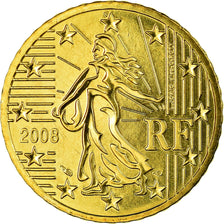 France, 50 Euro Cent, 2008, MS(65-70), Brass, KM:1412