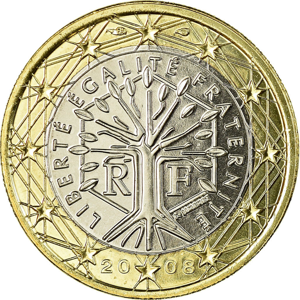 France, Euro, 2008, MS(65-70), Bi-Metallic, KM:1413