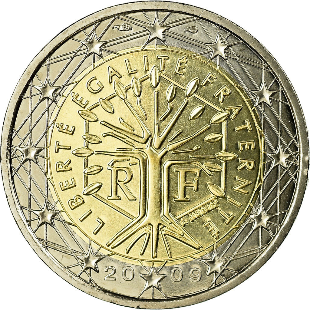 France, 2 Euro, 2009, MS(65-70), Bi-Metallic, KM:1414