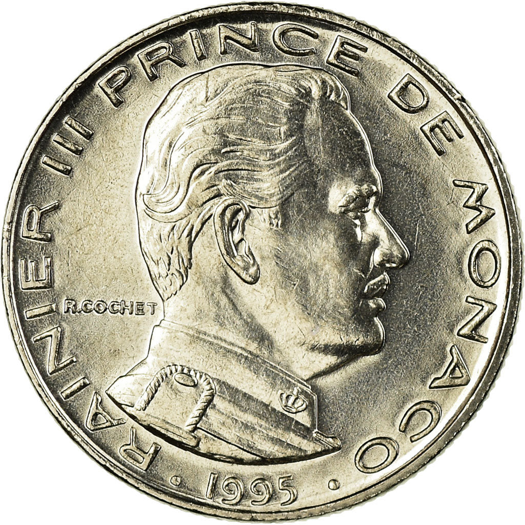 Coin, Monaco, Rainier III, 1/2 Franc, 1995, MS(65-70), Nickel, KM:145