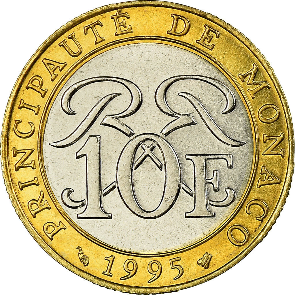 Coin, Monaco, Rainier III, 10 Francs, 1995, MS(65-70), Bi-Metallic, KM:163