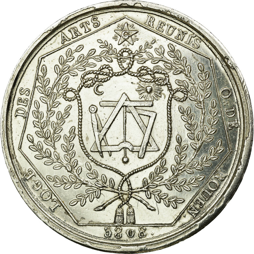 France, Token, Masonic, Orient de Rouen, Les Arts Réunis, 1808, MS(60-62)