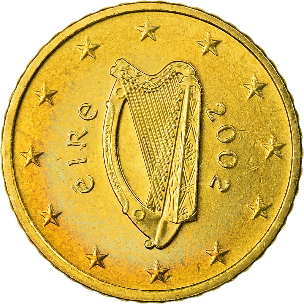 IRELAND REPUBLIC, 50 Euro Cent, 2002, AU(55-58), Brass, KM:37
