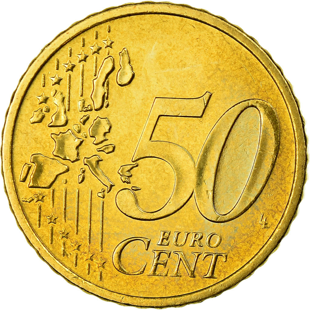IRELAND REPUBLIC, 50 Euro Cent, 2002, AU(55-58), Brass, KM:37