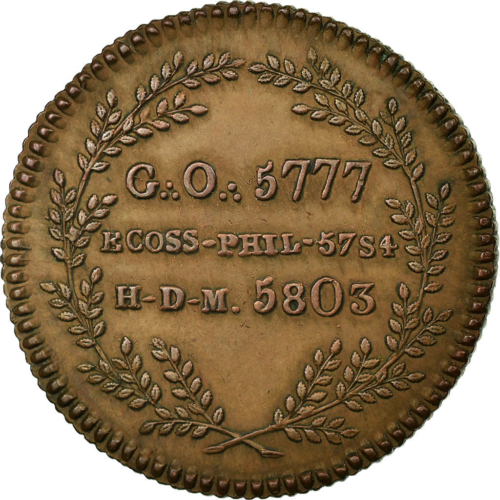 France, Token, Masonic, Parfaite Union, Orient de Douai, 1803, AU(50-53), Copper
