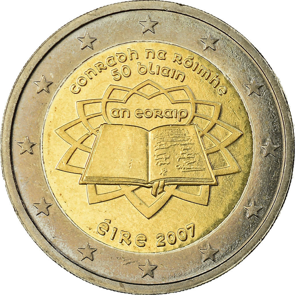 IRELAND REPUBLIC, 2 Euro, 2007, AU(55-58), Bi-Metallic, KM:53