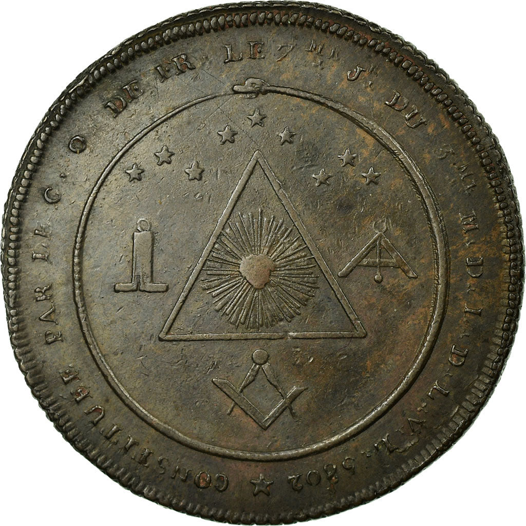 France, Token, Masonic, Loge de la Parfaite Réunion, Orient de Paris, 1802