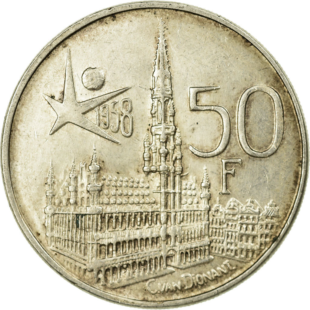 Coin, Belgium, 50 Francs, 50 Frank, 1958, Brussels, EF(40-45), Silver, KM:151.1