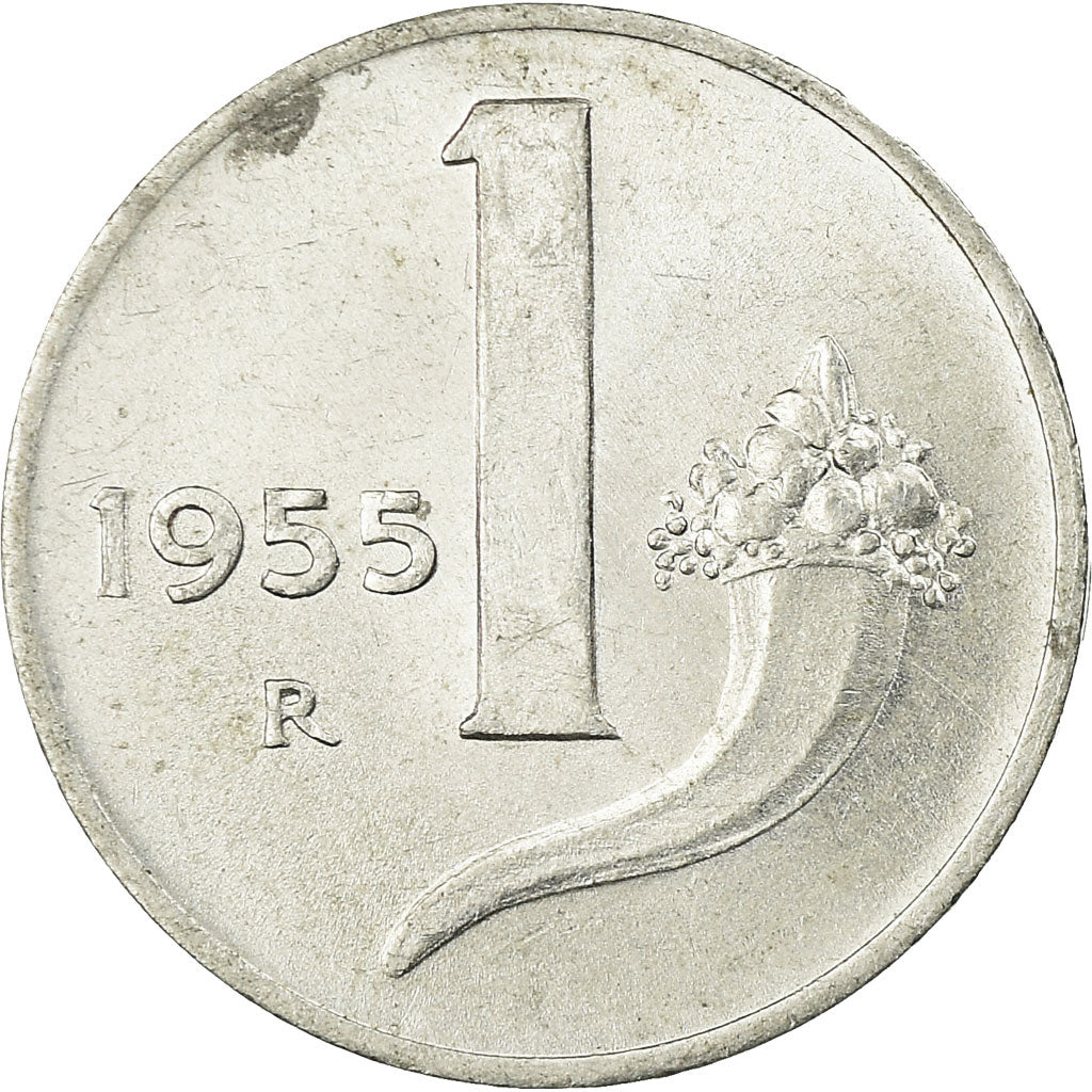 Coin, Italy, Lira, 1955, Rome, EF(40-45), Aluminum, KM:91