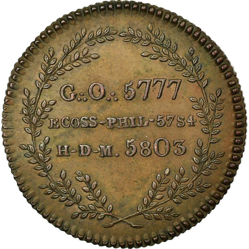 France, Token, Masonic, Parfaite Union, Orient de Douai, 1803, AU(50-53), Copper