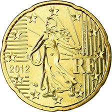 France, 20 Euro Cent, 2012, MS(65-70), Brass, KM:1411